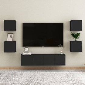 Set de muebles de salón TV 6 pzas madera de ingeniería negro by , TV Furniture - Ref: Foro24-3078765, Price: 163,20 €, Discou...