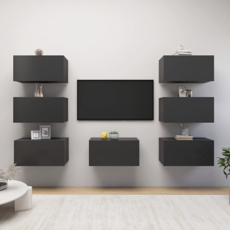Muebles de salón 7 pzas madera ingeniería gris 30,5x30x60 cm by , TV Furniture - Ref: Foro24-3078953, Price: 232,79 €, Discou...
