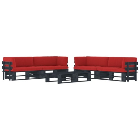 Muebles de palés 6 pzas y cojines madera pino impregnada negro de , Conjuntos de jardín - Ref: Foro24-3067015, Precio: 634,43...