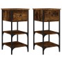 Mesitas noche 2 uds madera ingeniería roble ahumado 34x36x70 cm by , Nightstands - Ref: Foro24-825978, Price: 76,45 €, Discou...