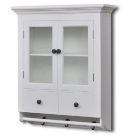Armario de cocina de pared de madera y puerta de vidrio blanco de , Armarios de cocina - Ref: Foro24-241374, Precio: 170,26 €...