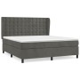 Cama box spring con colchón terciopelo gris oscuro 180x200 cm