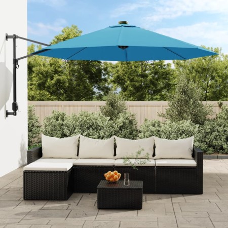 Sombrilla de pared con LED verde azul mar 290 cm de , Sombrillas - Ref: Foro24-362894, Precio: 137,35 €, Descuento: %