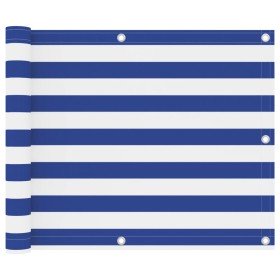Toldo para balcón tela oxford blanco y azul 75x400 cm