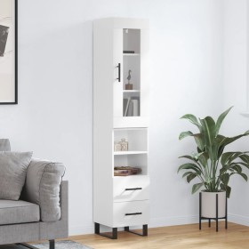 Aparador alto madera contrachapada blanco brillo 34,5x34x180 cm von , Sideboards - Ref: Foro24-3199323, Preis: 124,22 €, Raba...