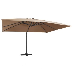 Sombrilla voladiza jardín luces LED poste aluminio taupe 4x3 m by , Umbrellas - Ref: Foro24-47007, Price: 343,26 €, Discount: %
