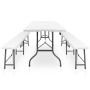 Mesa de jardín plegable con 2 bancos acero y HDPE blanco 180 cm by , Garden sets - Ref: Foro24-48833, Price: 178,60 €, Discou...