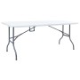 Mesa de jardín plegable con 2 bancos acero y HDPE blanco 180 cm by , Garden sets - Ref: Foro24-48833, Price: 178,60 €, Discou...