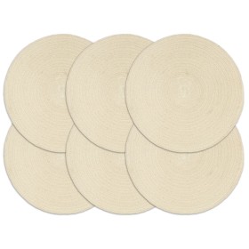 Manteles individuales redondos 6 uds algodón natural liso 38 cm de , Manteles individuales - Ref: Foro24-133843, Precio: 32,1...