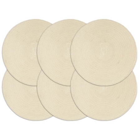 Manteles individuales redondos 6 uds algodón natural liso 38 cm de , Manteles individuales - Ref: Foro24-133843, Precio: 32,1...
