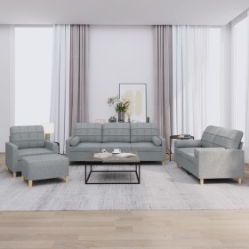 Juego de sofás con cojines 4 piezas tela gris claro von , Sofas - Ref: Foro24-3201266, Preis: 700,07 €, Rabatt: %