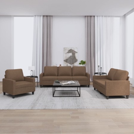 Juego de sofás con cojines 3 piezas tela marrón von , Sofas - Ref: Foro24-3201431, Preis: 638,84 €, Rabatt: %