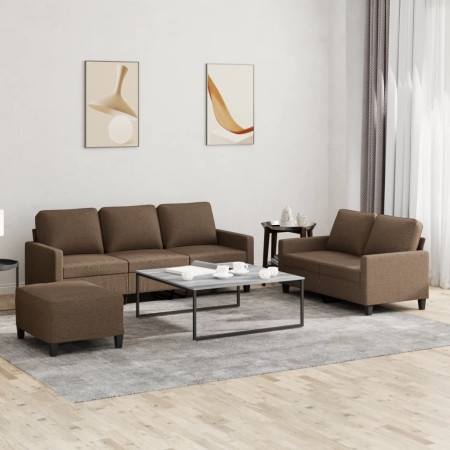 Juego de sofás con cojines 3 piezas tela marrón by , Sofas - Ref: Foro24-3201471, Price: 550,63 €, Discount: %