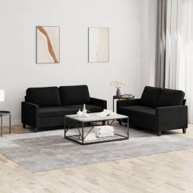 Juego de sofás con cojines 2 piezas terciopelo negro by , Sofas - Ref: Foro24-3201501, Price: 453,34 €, Discount: %