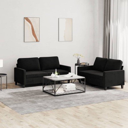 Juego de sofás con cojines 2 piezas terciopelo negro von , Sofas - Ref: Foro24-3201501, Preis: 453,53 €, Rabatt: %