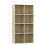 Estantería/Aparador contrachapada blanco y roble 66x30x130 cm de , Librerías y estanterías - Ref: Foro24-800158, Precio: 67,65 €