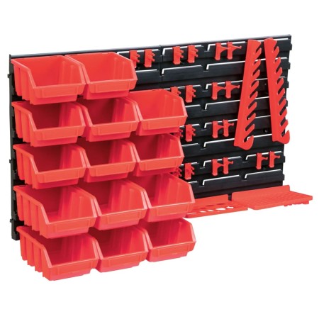 Kit de cajas de almacenaje 39 pzas paneles de pared rojo negro de , Armarios para herramientas - Ref: Foro24-150809, Precio: ...