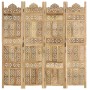 Biombo 4 paneles tallado a mano madera maciza mango 160x165 cm by , Room dividers - Ref: Foro24-285316, Price: 300,03 €, Disc...