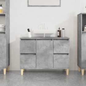 Armario de lavabo madera contrachapada gris hormigón 80x33x60cm de , Tocadores de baño - Ref: Foro24-821272, Precio: 93,64 €,...