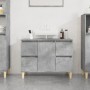 Armario de lavabo madera contrachapada gris hormigón 80x33x60cm de , Tocadores de baño - Ref: Foro24-821272, Precio: 93,64 €,...