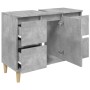 Armario de lavabo madera contrachapada gris hormigón 80x33x60cm de , Tocadores de baño - Ref: Foro24-821272, Precio: 93,64 €,...