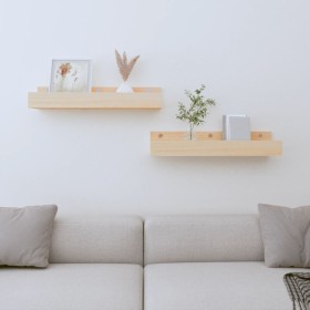 Estantes de pared 2 uds madera maciza de pino 50x12x9 cm by , Shelves and shelves - Ref: Foro24-823584, Price: 21,65 €, Disco...