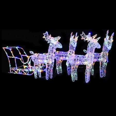 Decoración navideña renos y trineo acrílico 280x28x55 cm by , Christmas lights - Ref: Foro24-328532, Price: 146,13 €, Discoun...