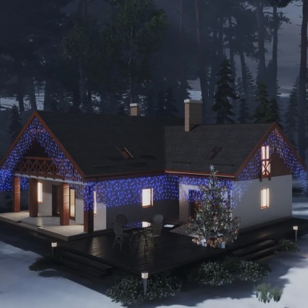 Cortina luces carámbano 10m 400 LED azul 8 funciones by , Christmas lights - Ref: Foro24-328913, Price: 30,41 €, Discount: %