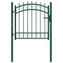 Puerta de valla con picos acero verde 100x100 cm