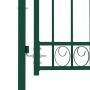 Puerta de valla con picos acero verde 100x100 cm