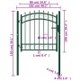 Puerta de valla con picos acero verde 100x100 cm