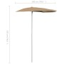 Sombrilla de jardín semicircular con palo taupe 180x90 cm de , Sombrillas - Ref: Foro24-315562, Precio: 28,22 €, Descuento: %