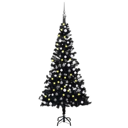 Árbol de Navidad preiluminado con luces y bolas negro 150 cm by , Christmas trees - Ref: Foro24-3077675, Price: 49,33 €, Disc...