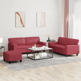 Juego de sofás 3 piezas cuero sintético rojo tinto von , Sofas - Ref: Foro24-3201922, Preis: 600,63 €, Rabatt: %