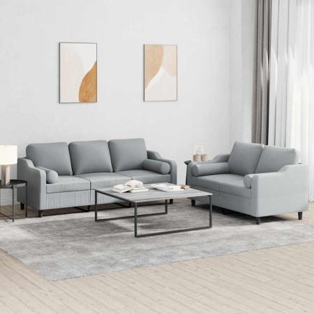 Juego de sofás con cojines 2 piezas tela gris claro by , Sofas - Ref: Foro24-3201850, Price: 494,79 €, Discount: %
