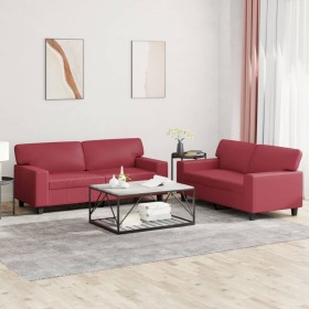 Juego de sofás 2 piezas cuero sintético rojo tinto by , Sofas - Ref: Foro24-3201917, Price: 550,54 €, Discount: %
