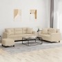 Juego de sofás con cojines 3 piezas tela microfibra crema de , Sofás - Ref: Foro24-3202360, Precio: 641,91 €, Descuento: %