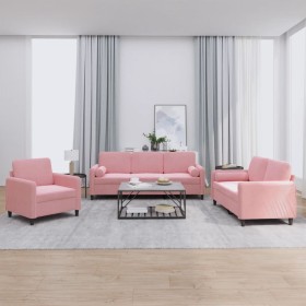 Juego de sofás con cojines 3 piezas terciopelo rosa von , Sofas - Ref: Foro24-3201957, Preis: 761,24 €, Rabatt: %
