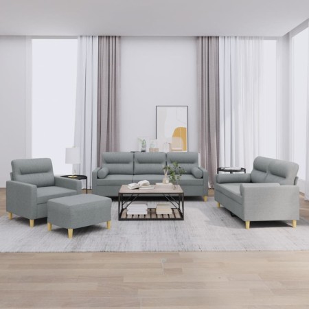 Juego de sofás con cojines 4 piezas tela gris claro von , Sofas - Ref: Foro24-3201560, Preis: 699,25 €, Rabatt: %