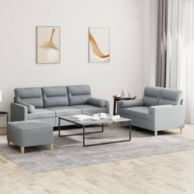 Juego de sofás con cojines 3 piezas tela gris claro von , Sofas - Ref: Foro24-3201624, Preis: 557,02 €, Rabatt: %