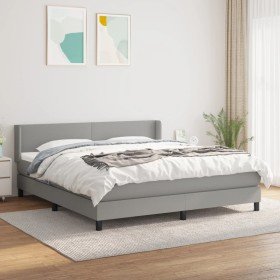 Cama box spring con colchón tela gris claro 160x200 cm Cama box spring con colchón tela gris claro 160x200 cm