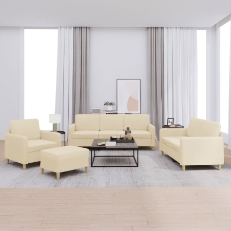 Juego de sofás con cojines 4 piezas tela crema by , Sofas - Ref: Foro24-3202064, Price: 659,60 €, Discount: %