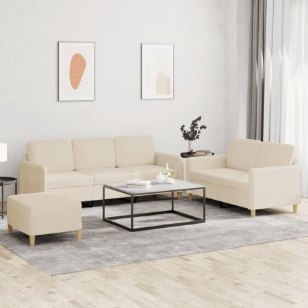 Juego de sofás con cojines 3 piezas tela crema by , Sofas - Ref: Foro24-3202128, Price: 517,49 €, Discount: %