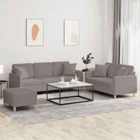 Juego de sofás con cojines 3 piezas tela gris taupe by , Sofas - Ref: Foro24-3202149, Price: 549,87 €, Discount: %