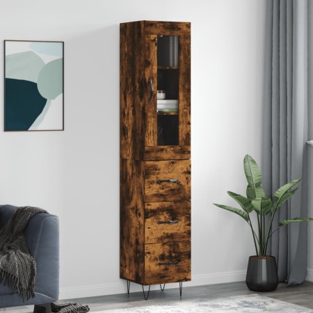 Aparador de madera contrachapada roble ahumado 34,5x34x180 cm de , Aparadores - Ref: Foro24-3199270, Precio: 111,77 €, Descue...