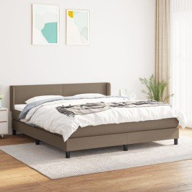Cama box spring con colchón tela gris taupe 160x200 cm Cama box spring con colchón tela gris taupe 160x200 cm