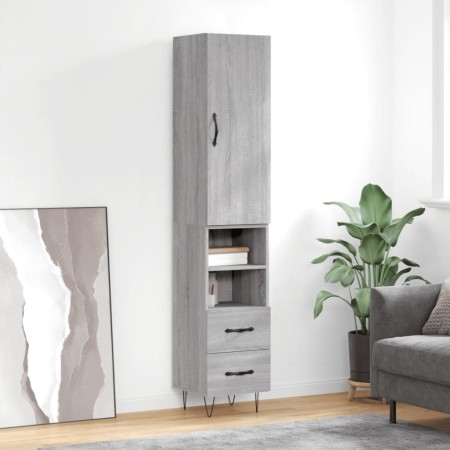 Aparador alto madera contrachapada gris Sonoma 34,5x34x180 cm by , Sideboards - Ref: Foro24-3198951, Price: 103,27 €, Discoun...
