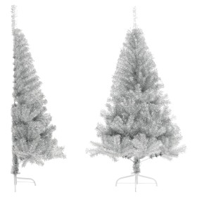 Medio árbol de Navidad artificial con soporte PET plata 180 cm by , Christmas trees - Ref: Foro24-344697, Price: 39,43 €, Dis...