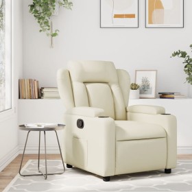 Sillón reclinable de cuero sintético crema de , Sillones - Ref: Foro24-372428, Precio: 204,01 €, Descuento: %