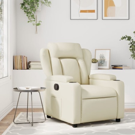 Sillón reclinable de cuero sintético crema by , Armchairs - Ref: Foro24-372428, Price: 204,01 €, Discount: %